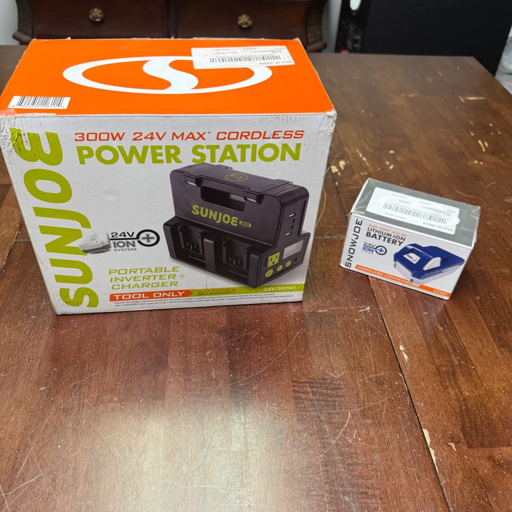 Sun Joe 24V Cordless Inverter Generator Power Station USB 300W & 24V ION Battery